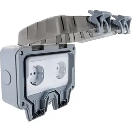 Schwaiger Aufputz Steckdose 2-fach, hellgrau