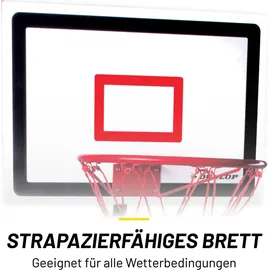 Dunlop Basketballkorb Set – Basketball Korb Höhenverstellbar: 165 - 205 cm – Basketballkörbe mit Basketballständer, Ball und Pumpe – Basketballkorb Outdoor mit Füllbarer Fussstand - Schwarz