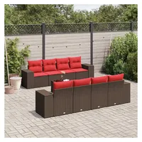 vidaXL Gartensofa-Set 9-tlg. braun Polyrattan