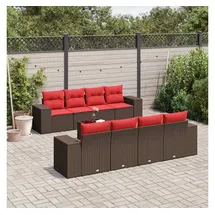 vidaXL Gartensofa-Set 9-tlg. braun Polyrattan