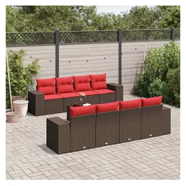 vidaXL Gartensofa-Set 9-tlg. braun Polyrattan