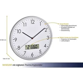 TFA Analoge Wanduhr 60.3048.02 weiß 