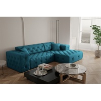 Fun Möbel Ecksofa Designersofa CHANTAL in Stoff Opera Velvet Ozeanblau Ottomane Rechts