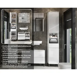 Germania Seddiner See Hochschrank 34 x 190 x 34 cm Weiß MDF/Metall