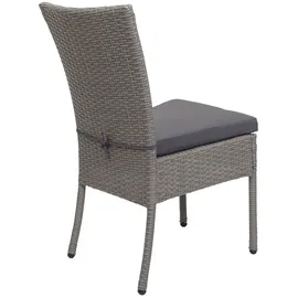 Mendler 2er-Set Poly-Rattan Stuhl HWC-G19 Gartenstuhl 0 x 0 x 0 cm grau