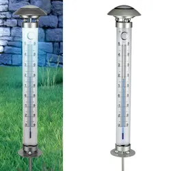 Haushalt International HI Solar-Gartenleuchte mit Thermometer