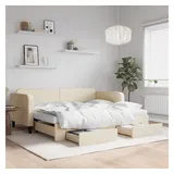 vidaXL Tagesbett Ausziehbar mit Schubladen Creme 90x200 cm Stoff