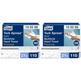 Tork Xpress weiche Multifold Papierhandtücher 100288 - H2 Premium Falthandtücher für Handtuchspender - weich und saugfähig, 2-lagig, weiß - 21 x 110 Tücher (Packung mit 2)