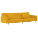 vidaXL Schlafsofa 2-Sitzer mit 2 Kissen Gelb Stoff