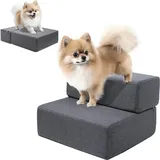 2 Stufen Klappbar 45cm Breit Hundetreppe für Kleine Hunde, 30cm Hoch Schaum Hunderampe für Sofa & Bett - Vercart