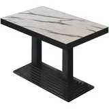 BPY | Bistro Tisch | 130 x 80 x 81 cm | Quadratisch | Schwarzer Rand | Weiß M...