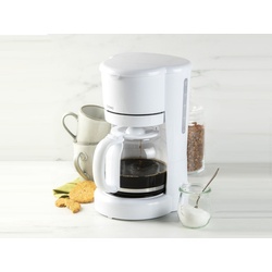 Domo Filterkaffeemaschine, 1.5l Kaffeekanne, Permanentfilter 4, kleine 12 Tassen nachhaltige Kaffee-Filtermaschine Weiß mit Glaskanne weiß