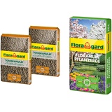 Floragard Blähton Tongranulat zur Drainage 2x25 L & Florahum Pflanzerde 70 L • Universalerde • für Blumenbeete, Stauden, Sträucher, Gehölze und andere Gartenpflanzen