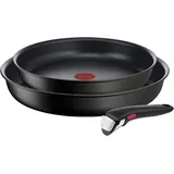 Tefal Pfannen-Set »Ingenio Unlimited«, Aluminium, (Set, 3 tlg., Tefal Ingenio Unlimited Pfannenset, 2 teilig, Ø 22, 26 cm, 1 Griff), stapelbar, Antihaftversiegelung, Induktion, Made in France, kompakt