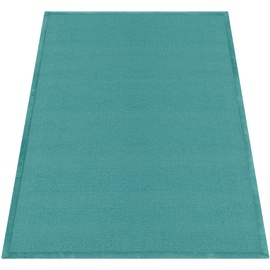 Paco Home Teppich »Tatami 475«, rechteckig, Kurzflor, Uni-Farben, mit Memory Foam, waschbar, blau