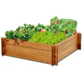 Coemo Hochbeet Riga 4-geteilt mit Unterteilung 100 x 100 x 80 cm Braun