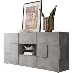Sideboard »Dama Breite 181, Kommode 2 Türen u. 2 Schubkästen, Anrichte«, Front in 3D-Optik, viel Stauraum, verschiedene Farben, beton-optik, , 93444142-0