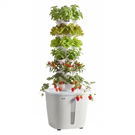Vevor Hydroponik-Turm, 30 Pods, Hydrotower 6 Ebenen, Hydroponik-Anbausystem-Set mit App-Steuerung, 20-L-Wassertank & Pumpe, Hydroponic Tower, Hydrokultur für Kräuter, Obst & Gemüse