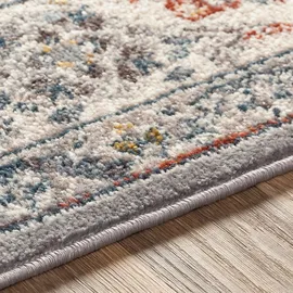 livabliss Teppich Teppich CASABLANCA rund, rund, Höhe: 13 mm, Vintage Orientteppich, Kurzflor Boho Wohnzimmerteppich, Läufer grau
