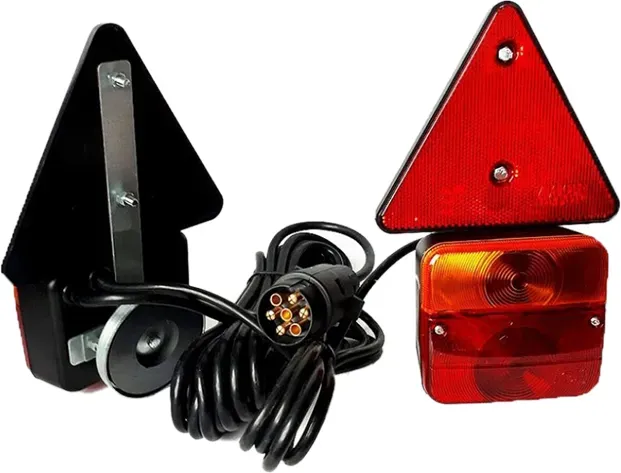 Rücklicht für Anhänger, dreieckig, mit Magnet, Kabel und Buchse L1070-Z