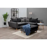 Home Affaire Ecksofa »Rice L-Form«, (Set, mit Hocker mit Bonnellfederkern, Hocker & Kissen, Ottomane beidseitig montierbar, grau