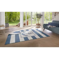 Teppich NORTHRUGS "Gandara" Gr. 32, beige (creme, blau), B:120cm H:5mm L:170cm, Polypropylen (PP), Teppiche, In-& Outdoor, Teppich, Wetterfest, Balkon, Garten, Wohnzimmer, Modern