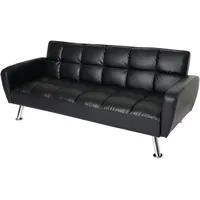 Mendler Sofa HWC-K19, Couch Schlafsofa Gästebett Bettsofa Klappsofa, Nosagfederung Schlaffunktion 203cm - Kunstleder schwarz