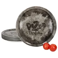 6x Perfetto Pizzateller Schwarz Ø 31,5 cm 6 Personen Servier-Platte - Schwarz