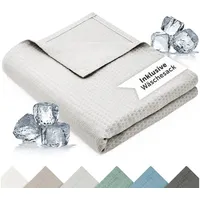 Blumtal Microfaserbettdecke Kühldecke Sommerdecke Bambus, selbstkühlende Decke, OEKO-TEX zertifizierte kühlende Decke für Sofa, Sommer & Reisen grau 150 cm x 200 cm
