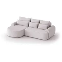 MOEBLO Ecksofa AVENZO, Rundsofa, Schlaffunktion und modernes Design Polster mit Rundungen, Ottoman wahlweise links- oder rechtsseitig montierbar, Eckcouch Wohnlandschaft Sofa mit Ottomane Eckgarnitur Polsterecke, -(BxHxT):266x87x170 cm rosa