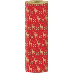 Clairefontaine Geschenkpapier, Tiny Rolls Kraft 70g, 50x0,35m, Rentiere, rot - Rot 223922C
