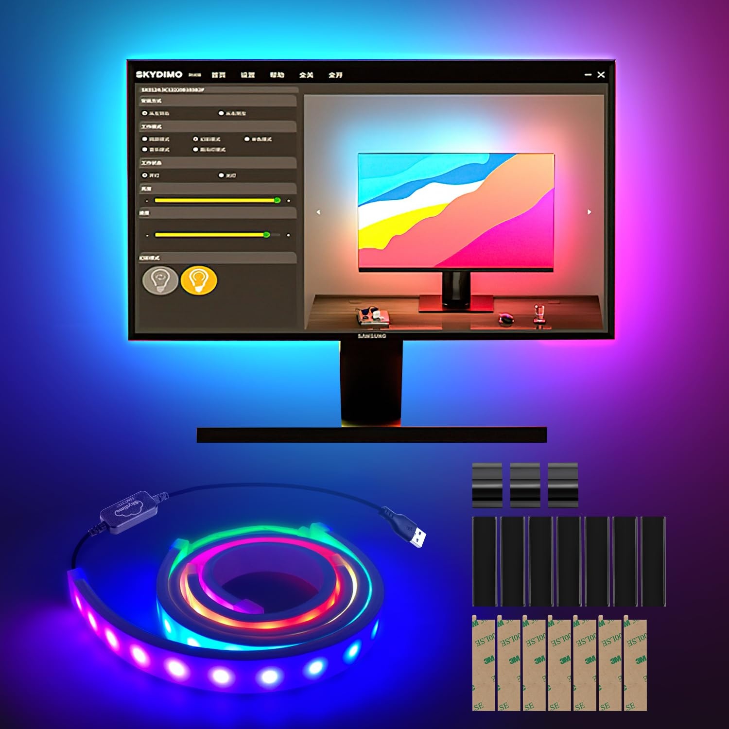Sonnewelt TV LED Hintergrundbeleuchtung USB betrieben für 27 Zoll Fernseher und PC,Dream Color LED Strip kompatibel Sync mit Musik mit Fernbedienung APP-Steuerung