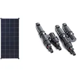 Solarv Ecoline ES160P36 Genusssolar Poly 100W 12V polykristallines Solarpanel, 160W & Offgridtec® Y-Stecker - Abzweigbuchsen (Set) kompatibel zu den gängigen Solarsteckern Stecker, 2-Fach