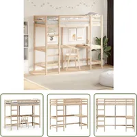 Hochbett mit Schreibtisch 75x190 cm Massivholz Kiefer - Hochbett - Jugendzimmer - Kinderschlafzimmer - Schreibtischbett - Massivholzmöbel - The
