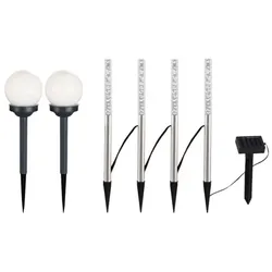 6er Set LED Solar Lampen Kugel Design Außen Garten Weg Stab Beleuchtung Steck Lampen Erd Spieß