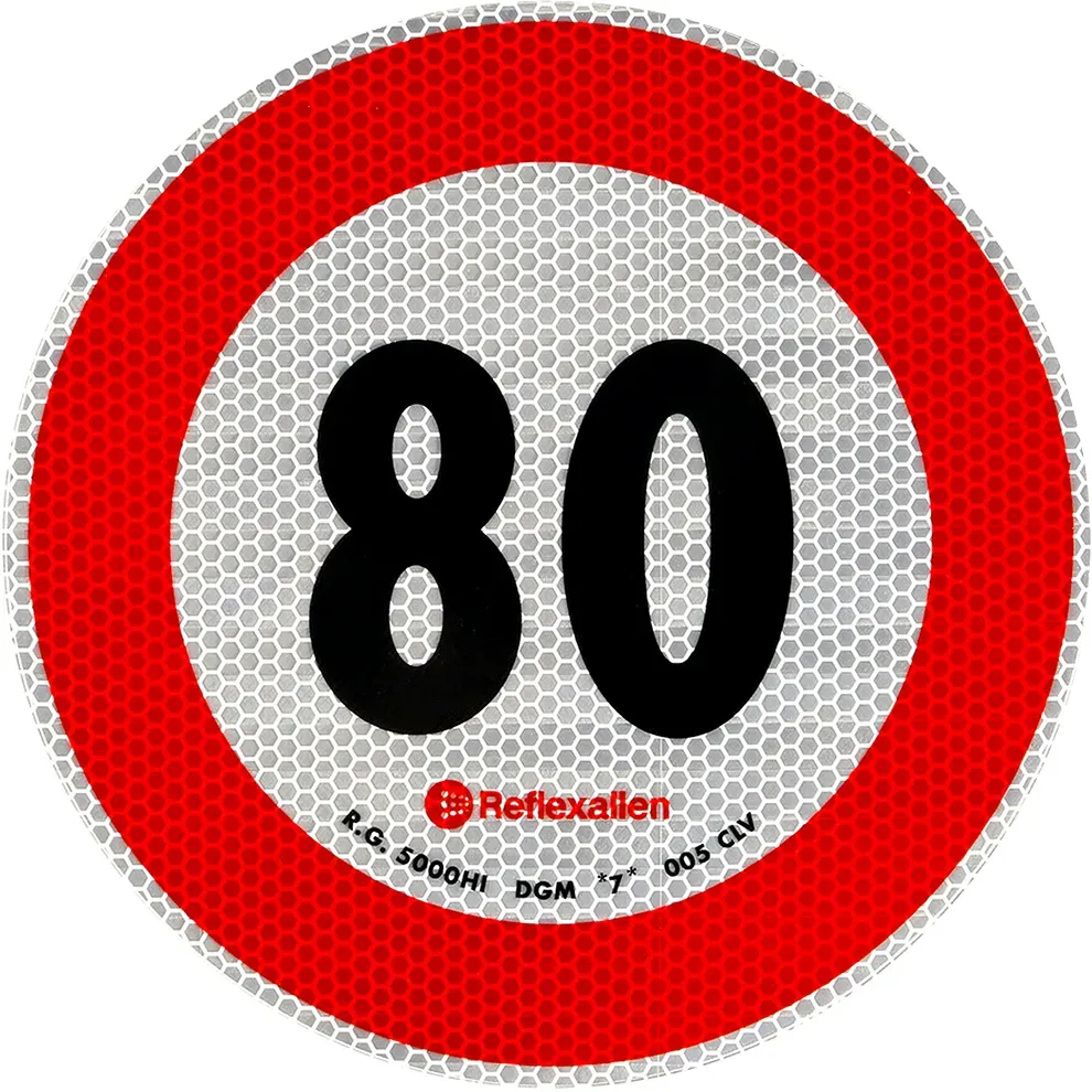 Reflektierender Aufkleber LAMP Geschwindigkeitsbegrenzung 80 km/h Schild B-33