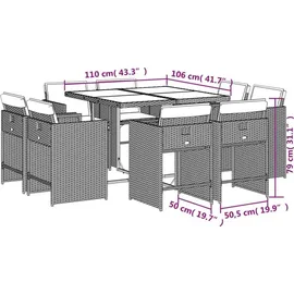 vidaXL Garten-Essgruppe 9-tlg. Grau
