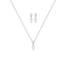 Elli Schmuckset Süßwasserperle Zirkonia 925 Silber