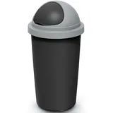 monzana Mülleimer Küche 50L mit Schiebedeckel 100% Recycelter Kunststoff Abfalleimer Büro Papierkorb Biomüll Gelber Sack Silber Grau
