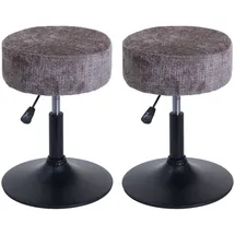 Mendler 2er-Set Hocker HWC-C22, Sitzhocker, höhenverstellbar drehbar Ø 37cm Stoff Chenille (465g/m2) FSC® ~ braun