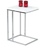 Casavanti Beistelltisch MICHI 38 x 63 x 43 cm - Weiß Hochglanz - Gestell Metall verchromt