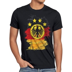style3 Print-Shirt Herren T-Shirt Deutschland Wappen Trikot Fussball Bundes-Adler EM Flagge Fahne schwarz 4XL