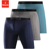 Buffalo Boxer »Boxershorts für Herren«, (Packung, 3 St.), in langer Form ideal auch für Sport und Trekking Buffalo aquablau, grau, navy | Gr.: S