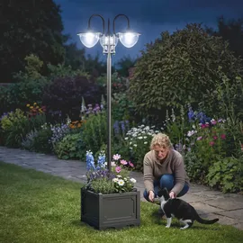 Outsunny Solarlaterne mit Blumentopf 55 x 189 cm schwarz