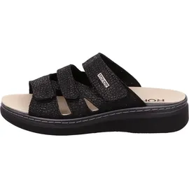 ROHDE Damen Pantolette aus Veloursleder mit drei Klettverschlüssen Abano 5221, Größe:41 EU, Farbe:Schwarz - 41