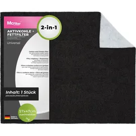 McFilter | 2x Fettfilter Universal 57 x 47cm, Zubehör f. alle handelsüblichen Dunstabzugshauben, 2-lagig, Doppelfilter, zuschne... - Weiß/Schwarz