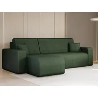 Compleo Ecksofa mit Schlaffunktion und Bettkasten JOLI Cordstoff, Breite: 244 cm, Modern Wohnzimmer grün