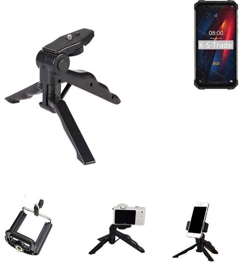 K-S-Trade für Ulefone Armor 8 5G Smartphone-Halterung, (Stativ Tisch-Ständer Dreibein Handy-Stativ Ständer Mini-Stativ) schwarz