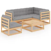 vidaXL Garten-Lounge-Set 6-tlg. grau