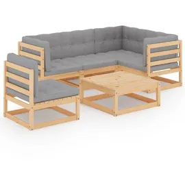 vidaXL Garten-Lounge-Set 6-tlg. grau